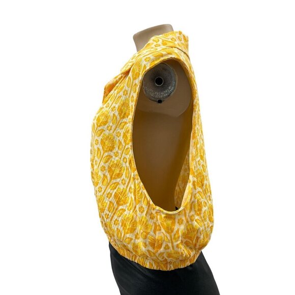 Show Me Your Mumu Camden Collared Button Sleeveless Yellow Floral Top Women XL - Picture 10 of 15